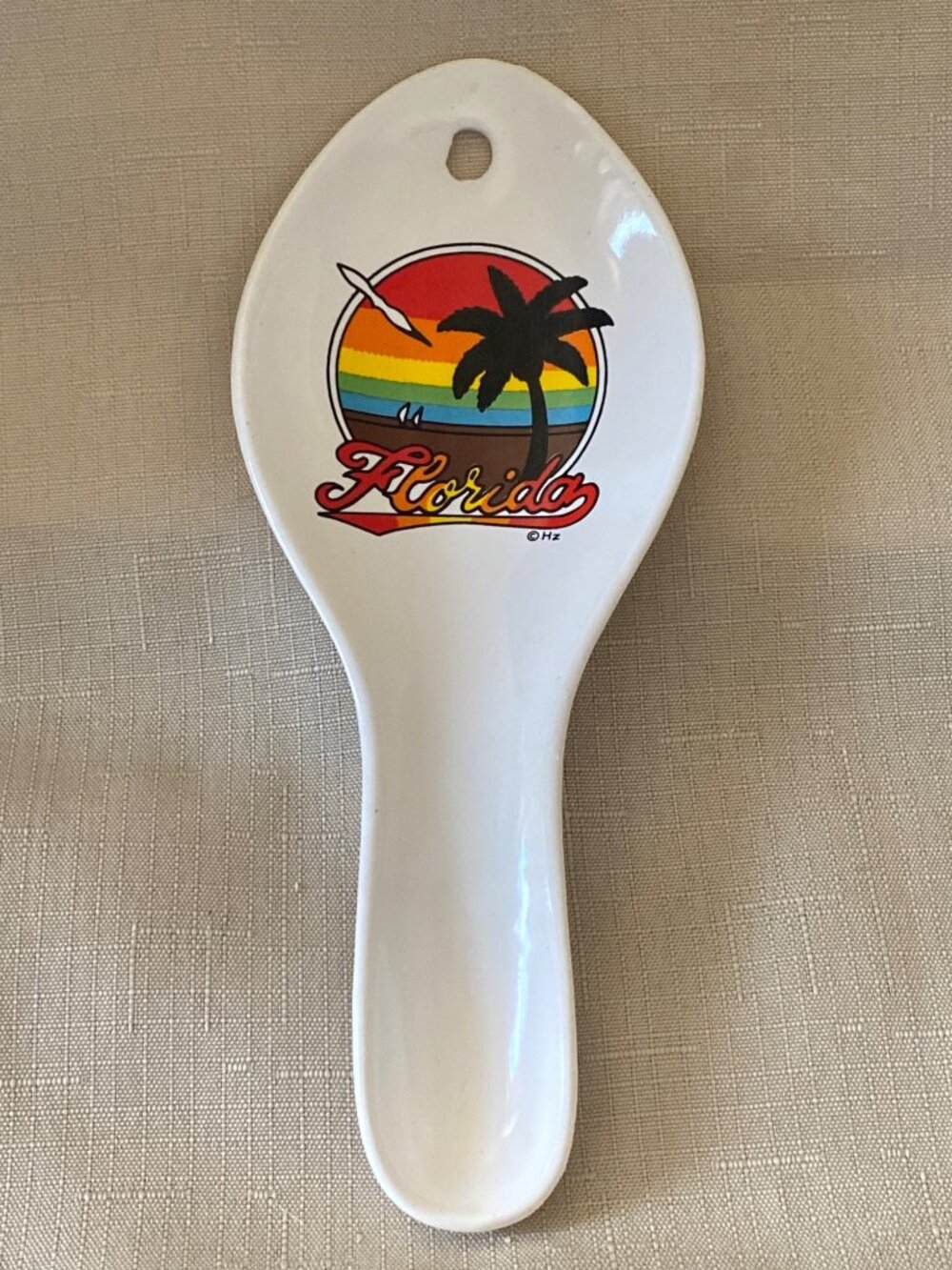 Sunset Florida scene vintage spoon rest souvenir retro